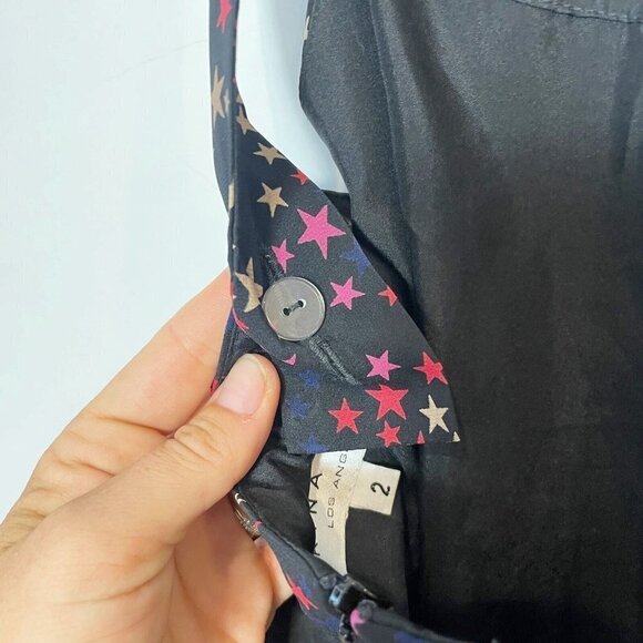 Trina Turk Womens Sleeveless Silk Halter Mini Dress Black 2 Star Print Pleated - Picture 5 of 9